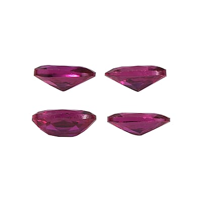 Set of 4 Lab Created Ruby (Oval 5x3 mm) 0.93 ctw Loose Gemstone