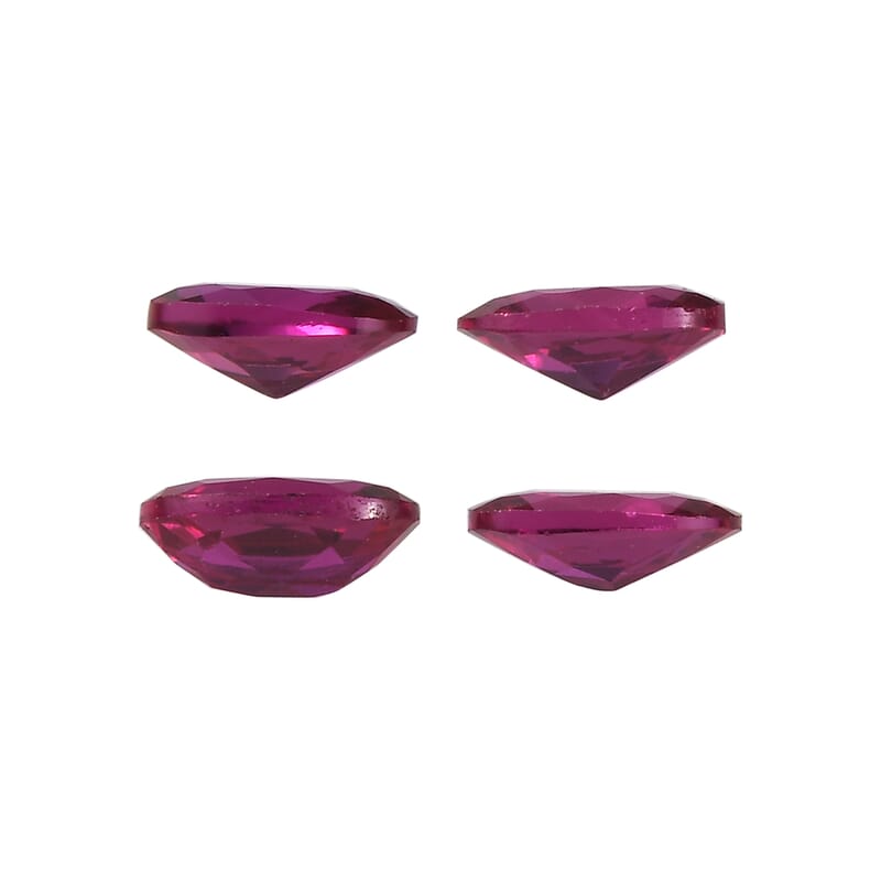 Set of 4 Lab Created Ruby (Oval 5x3 mm) 0.93 ctw Loose Gemstone