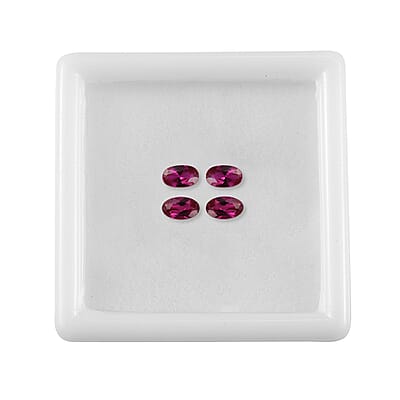Set of 4 Lab Created Ruby (Oval 5x3 mm) 0.93 ctw Loose Gemstone
