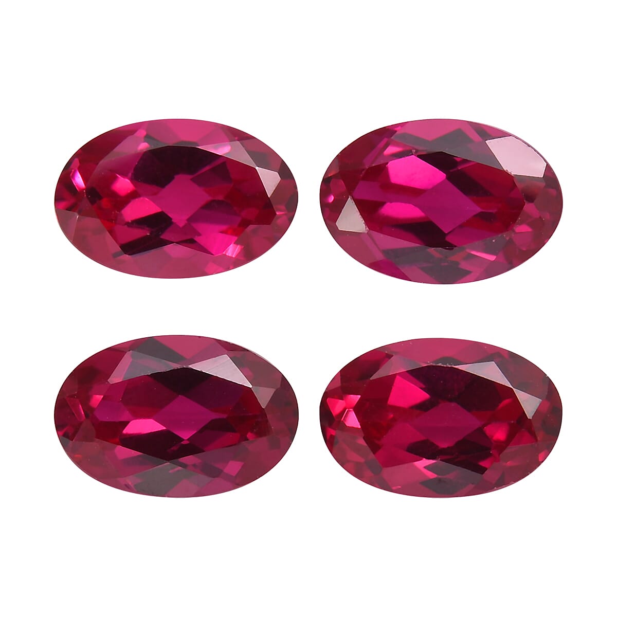 Set of 4 Lab Created Ruby (Oval 6x4 mm) 2.38 ctw Loose Gemstone image number 0
