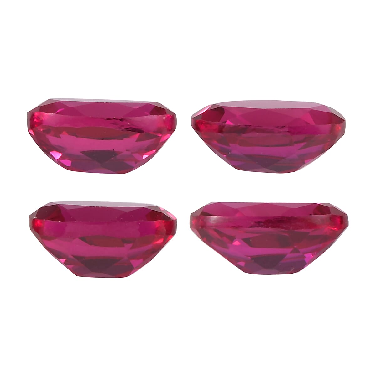 Set of 4 Lab Created Ruby (Oval 6x4 mm) 2.38 ctw Loose Gemstone image number 2
