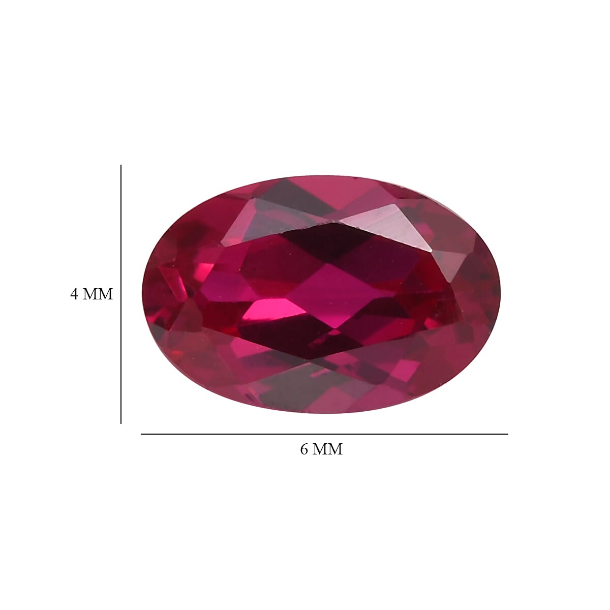 Set of 4 Lab Created Ruby (Oval 6x4 mm) 2.38 ctw Loose Gemstone image number 4