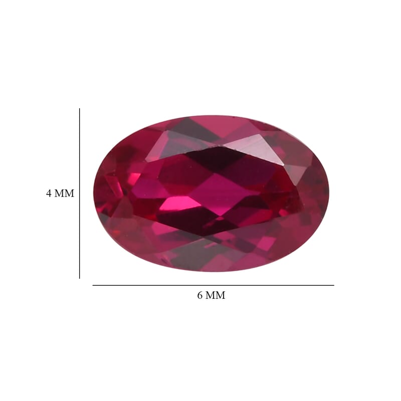 Set of 4 Lab Created Ruby (Oval 6x4 mm) 2.38 ctw Loose Gemstone