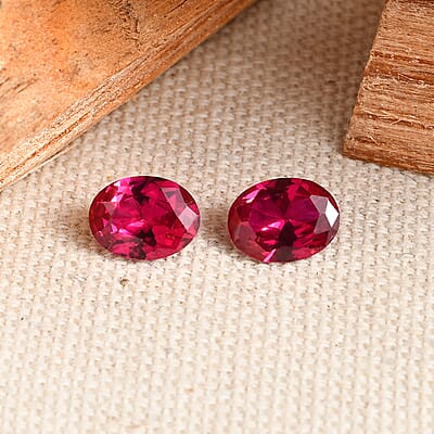 Set of 2 Lab Created Ruby (Oval 8x6 mm) 2.55 ctw Loose Gemstone