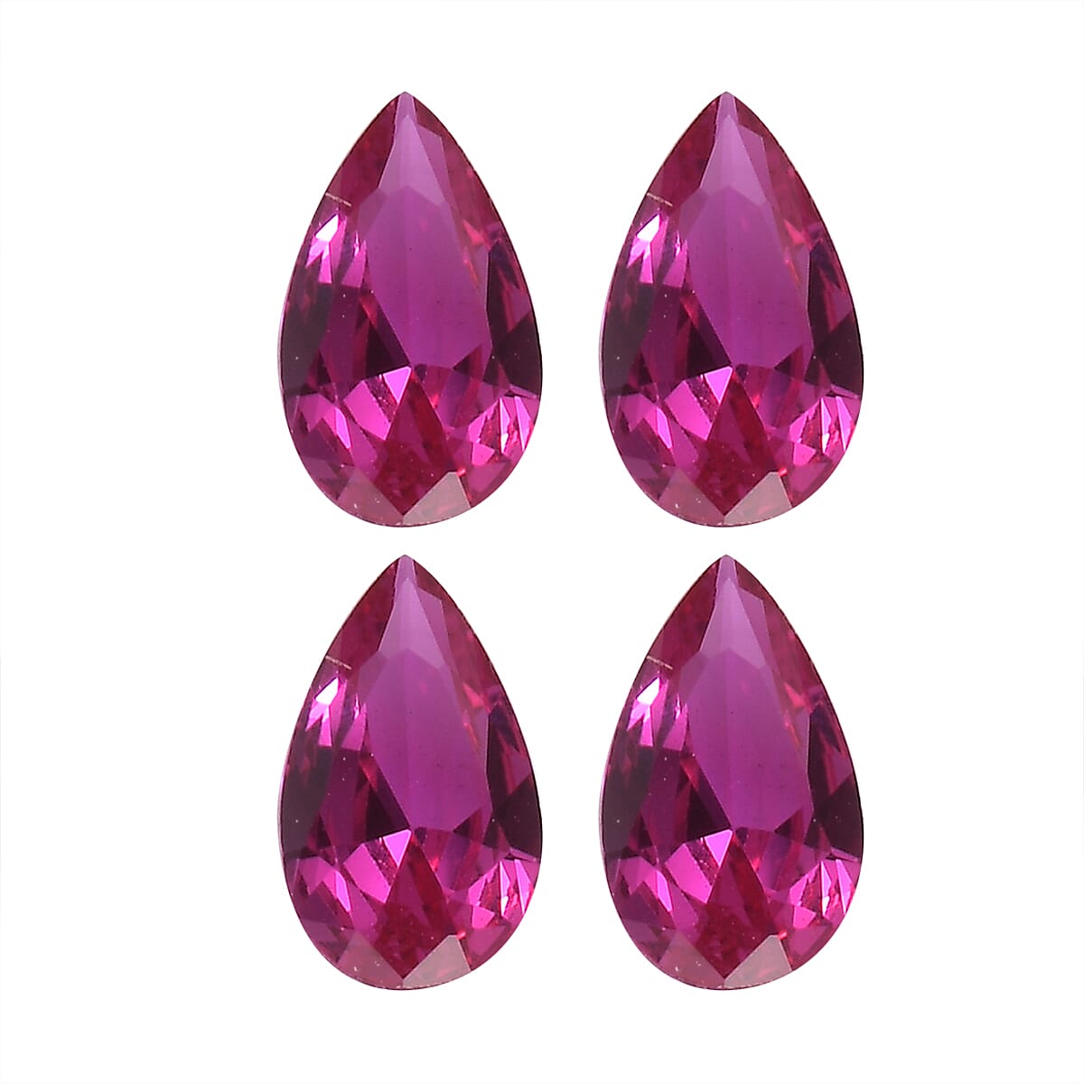 Set of 4 Lab Created Ruby (Pear 5x3 mm) 0.80 ctw Loose Gemstone image number 0