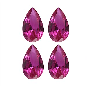 Set of 4 Lab Created Ruby (Pear 5x3 mm) 0.80 ctw Loose Gemstone