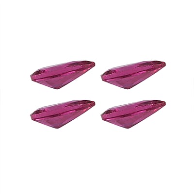 Set of 4 Lab Created Ruby (Pear 5x3 mm) 0.80 ctw Loose Gemstone