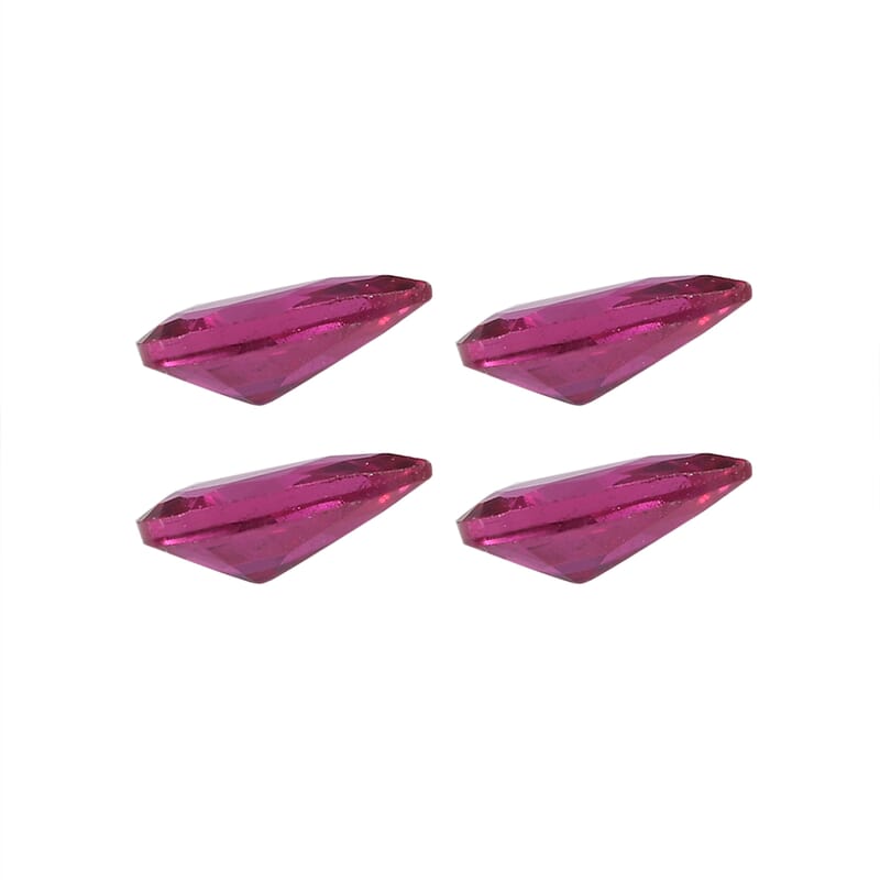 Set of 4 Lab Created Ruby (Pear 5x3 mm) 0.80 ctw Loose Gemstone