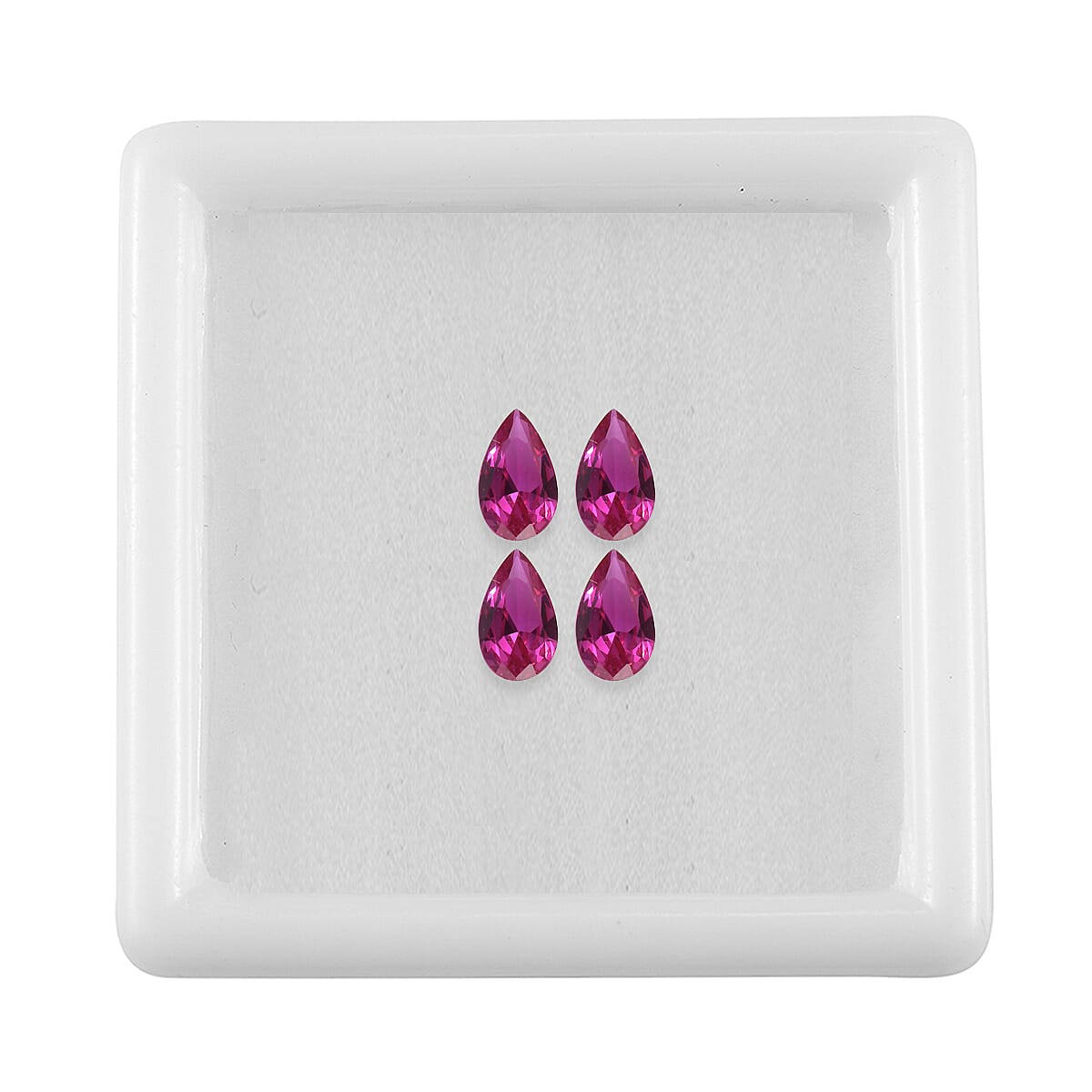 Set of 4 Lab Created Ruby (Pear 5x3 mm) 0.80 ctw Loose Gemstone image number 3