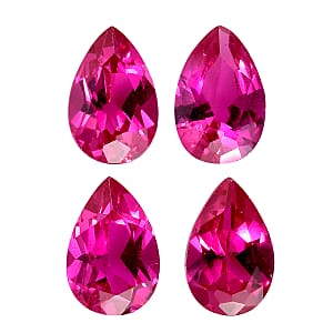 Set of 4 Lab Created Ruby (Pear 6x4 mm) 1.72 ctw Loose Gemstone