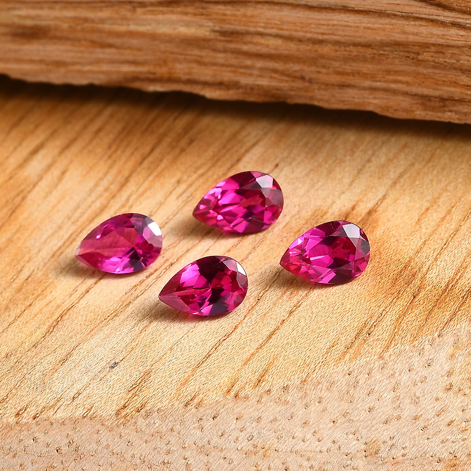 Set of 4 Lab Created Ruby (Pear 6x4 mm) 1.72 ctw Loose Gemstone