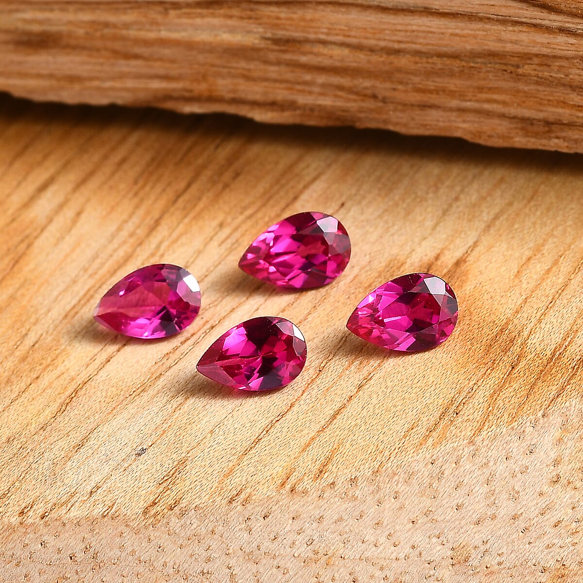 Set of 4 Lab Created Ruby (Pear 6x4 mm) 1.72 ctw Loose Gemstone image number 1