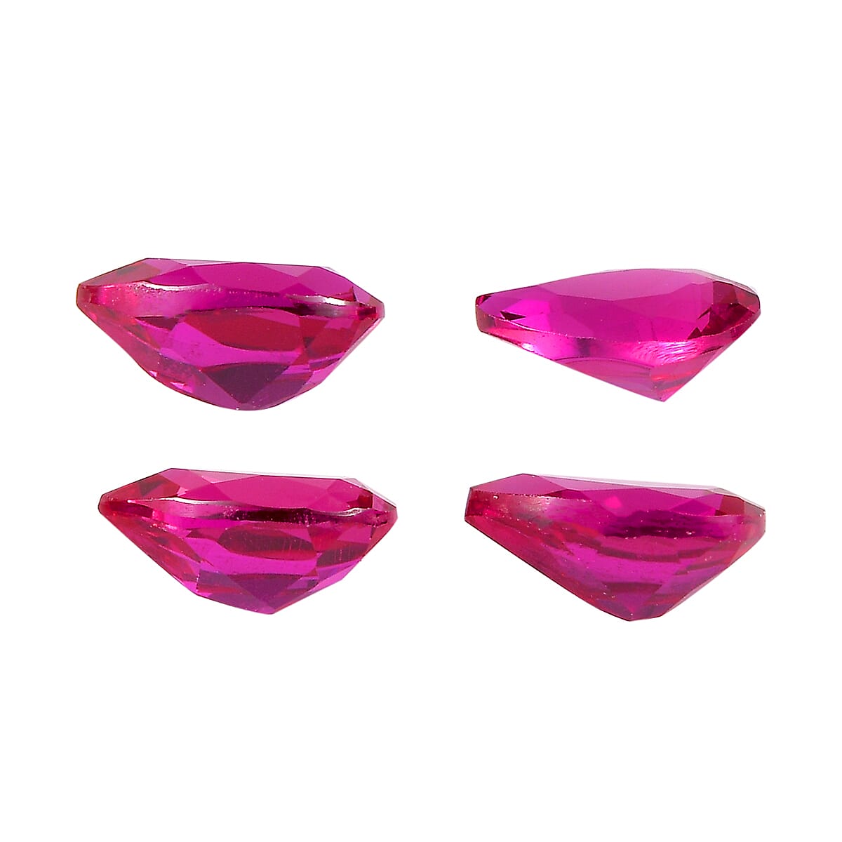 Set of 4 Lab Created Ruby (Pear 6x4 mm) 1.72 ctw Loose Gemstone image number 2