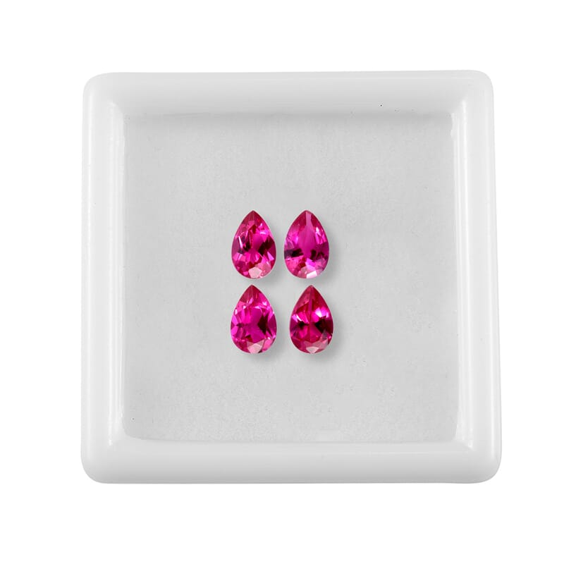 Set of 4 Lab Created Ruby (Pear 6x4 mm) 1.72 ctw Loose Gemstone