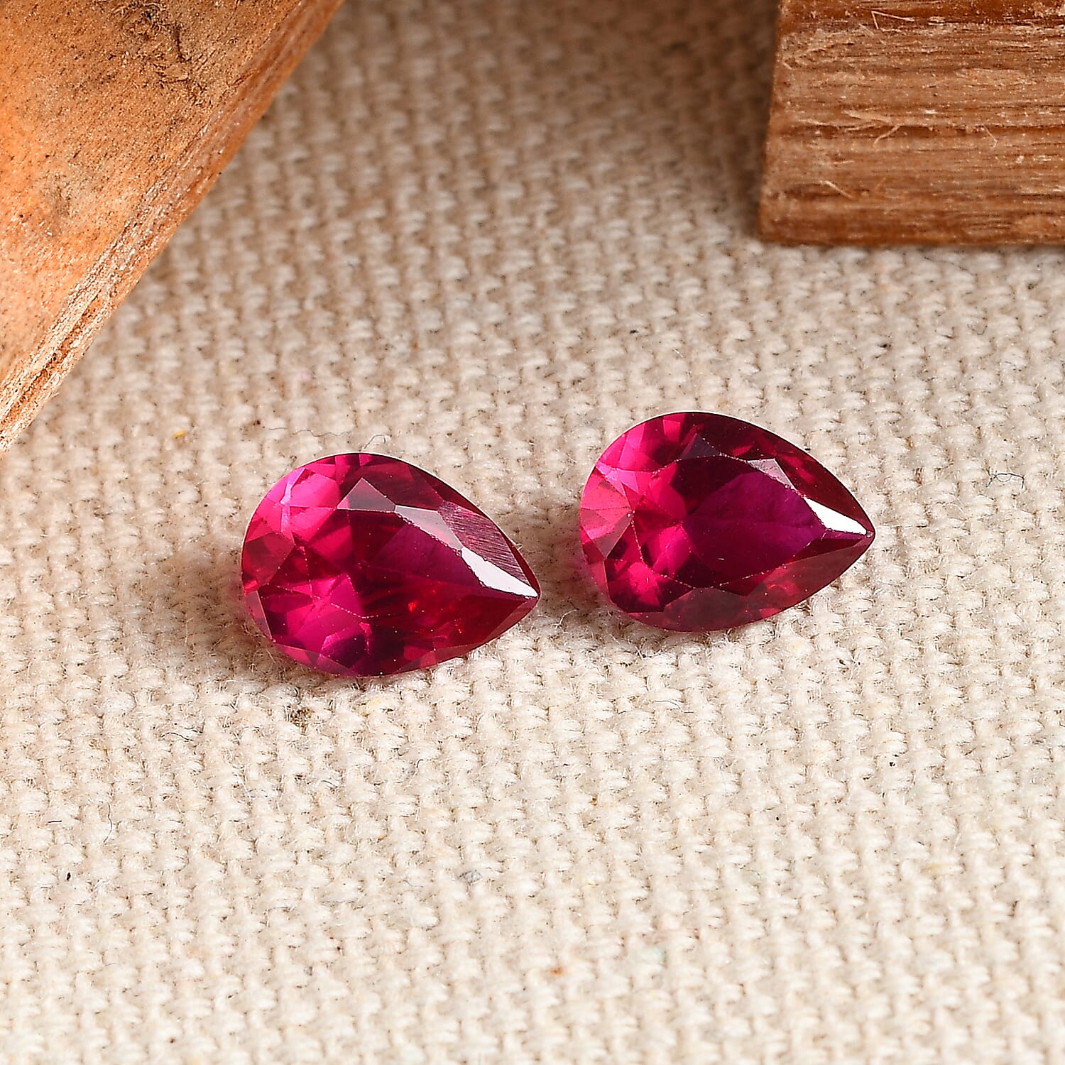 Set of 2 Lab Created Ruby (Pear 8x6 mm) 2.28 ctw Loose Gemstone