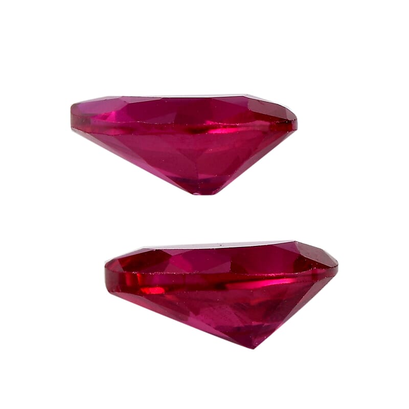 Set of 2 Lab Created Ruby (Pear 8x6 mm) 2.28 ctw Loose Gemstone