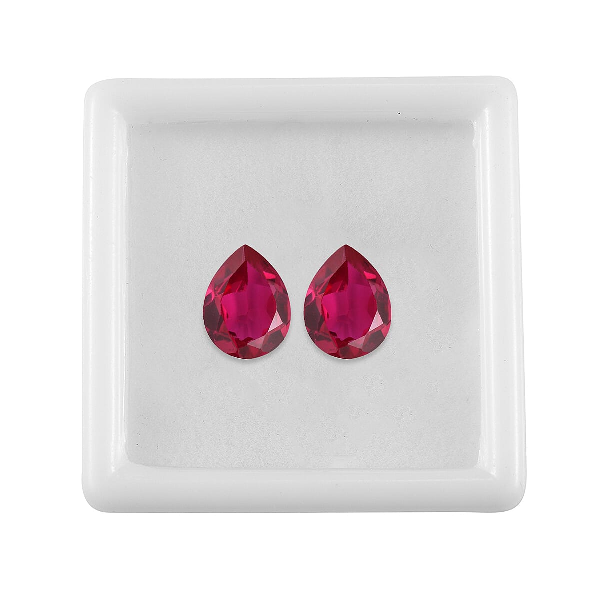 Set of 2 Lab Created Ruby (Pear 9x7 mm) 3.23 ctw Loose Gemstone