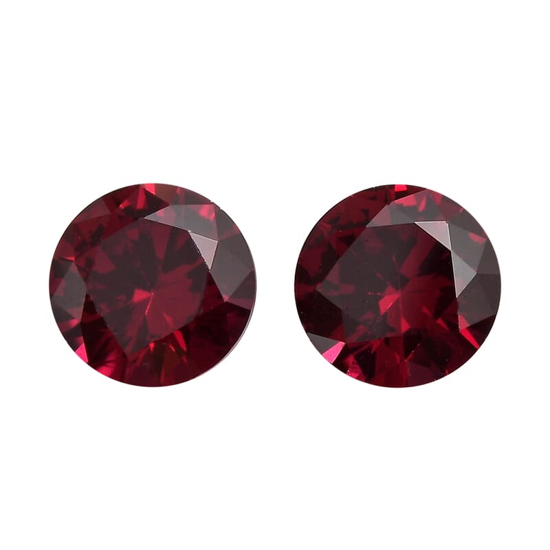 Set of 2 AA Lab Created Ruby (Rnd 4.75 mm) 0.90 ctw Loose Gemstone