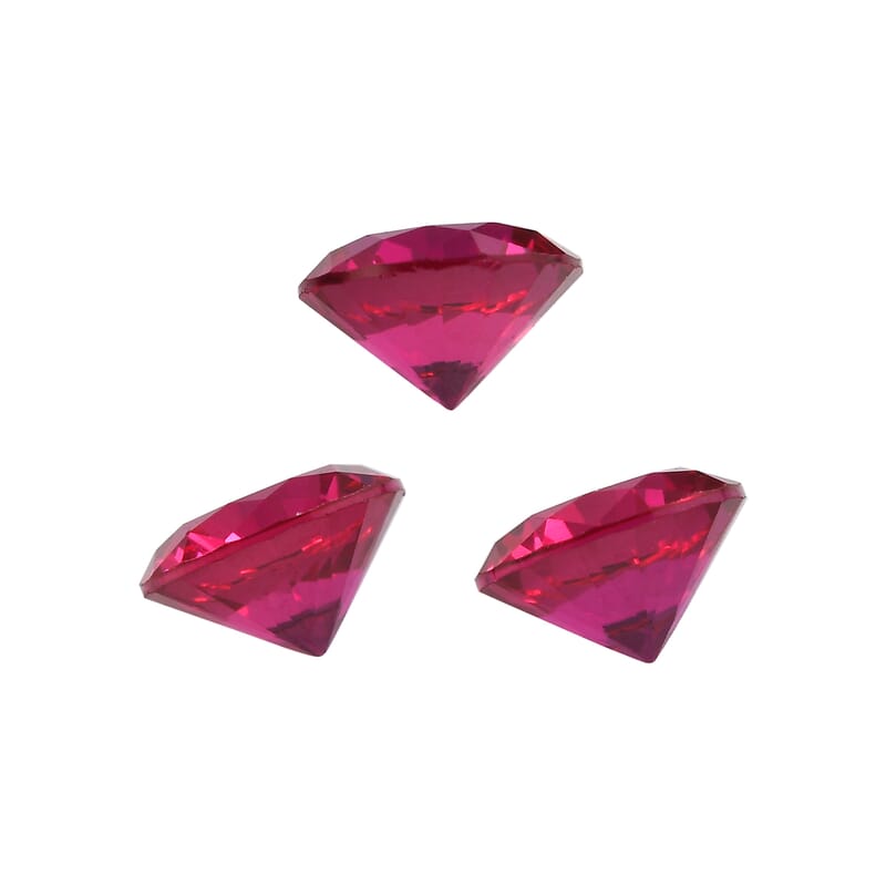 Set of 3 Lab Created Ruby (Rnd 5.5 mm) 2.21 ctw Loose Gemstone