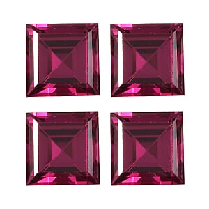 Set of 4 Lab Created Ruby (Sqr 5 mm) 3.03 ctw Loose Gemstone