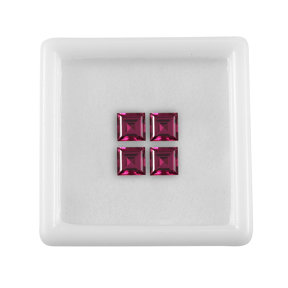 Set of 4 Lab Created Ruby (Sqr 5 mm) 3.03 ctw Loose Gemstone image number 2