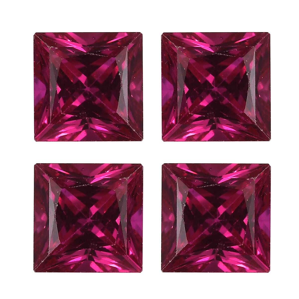 Set of 4 Lab Created Ruby (Sqr 5 mm) 3.23 ctw Loose Gemstone image number 0