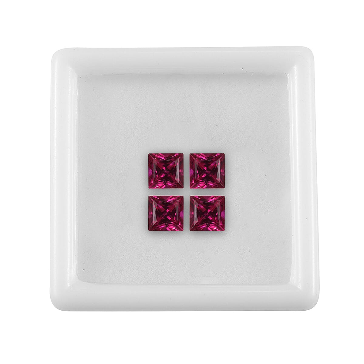 Set of 4 Lab Created Ruby (Sqr 5 mm) 3.23 ctw Loose Gemstone image number 2