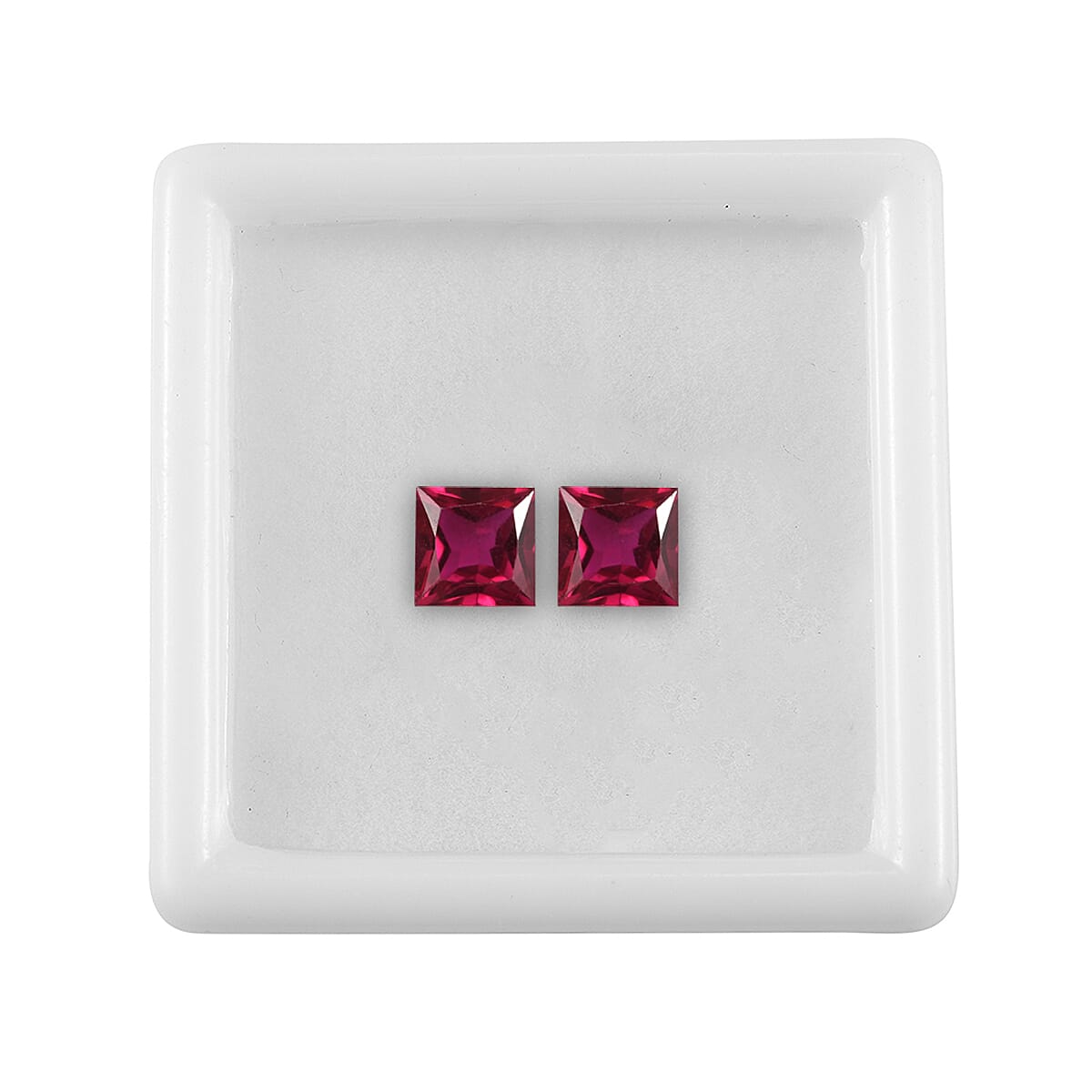 Set of 2 Lab Created Ruby (Sqr 6 mm) 2.91 ctw Loose Gemstone