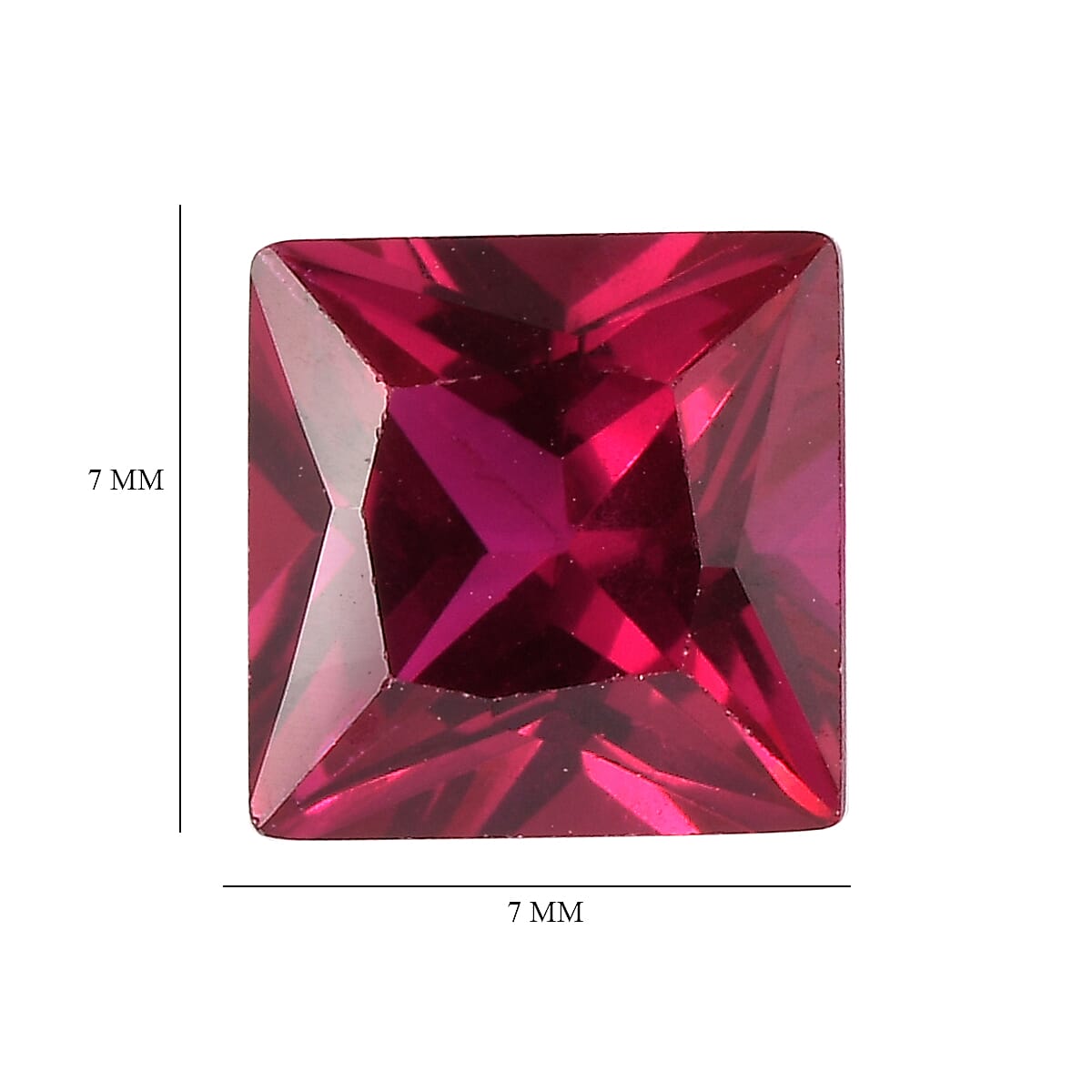 Set of 2 Lab Created Ruby (Sqr 7 mm) 3.35 ctw Loose Gemstone
