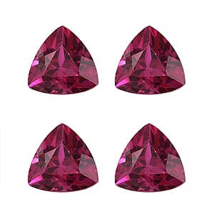 Set of 4 Lab Created Ruby (Trl 4 mm) 1.26 ctw Loose Gemstone