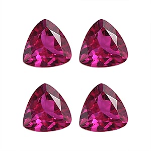 Set of 4 Lab Created Ruby (Trl 5 mm) 2.21 ctw Loose Gemstone