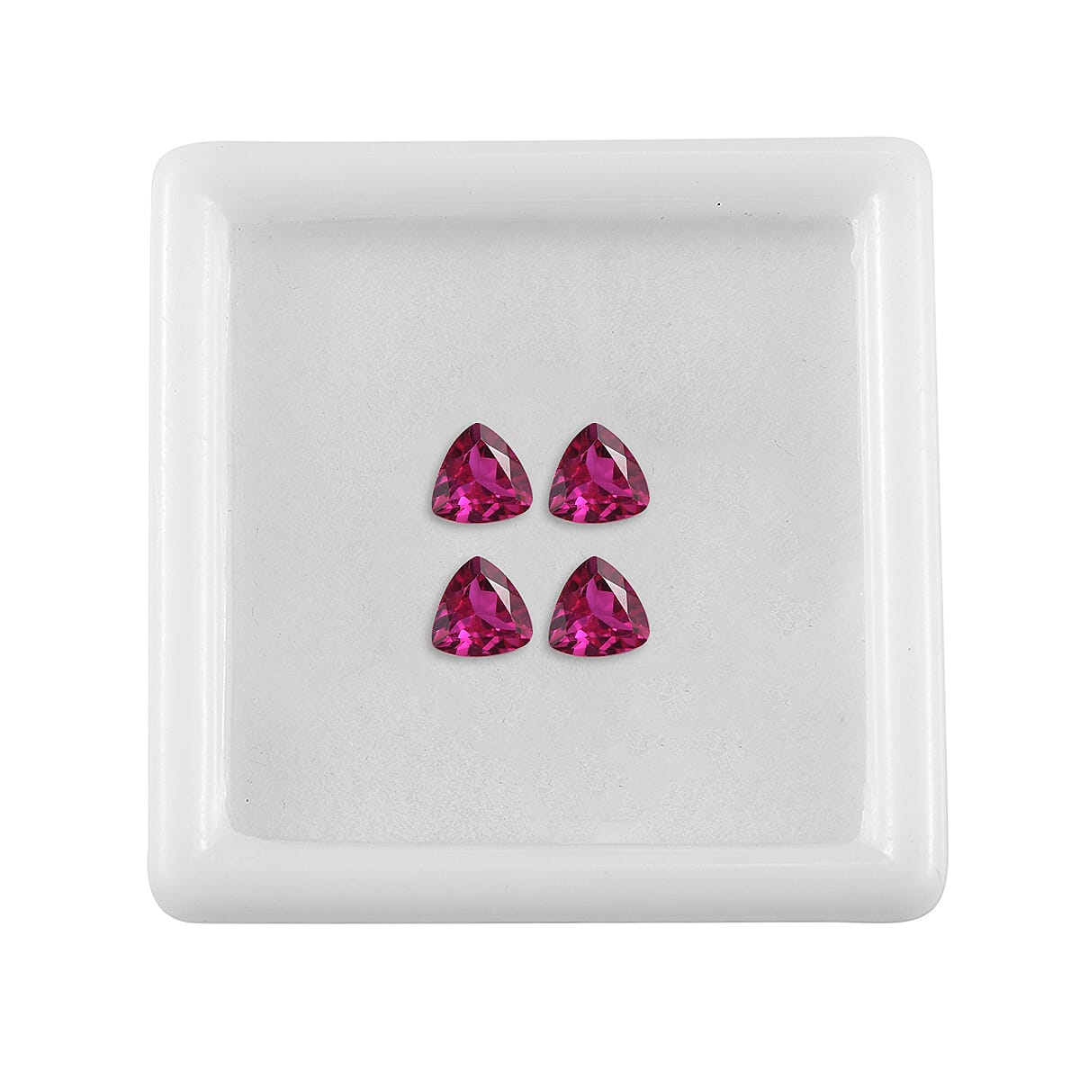 Set of 4 Lab Created Ruby (Trl 5 mm) 2.21 ctw Loose Gemstone image number 2