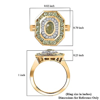 D'Joy Premium Ambanja Demantoid Garnet and Moissanite 1.85 ctw Forest Deco Orchard Ring in 18K Vermeil Yellow Gold Over Sterling Silver (Size 6.0)