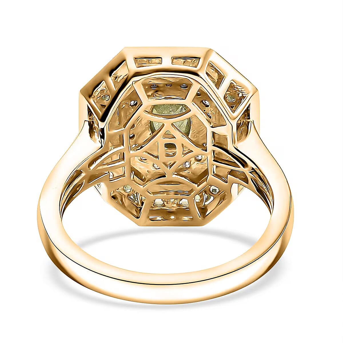 D'Joy Premium Ambanja Demantoid Garnet and Moissanite 1.85 ctw Forest Deco Orchard Ring in 18K Vermeil Yellow Gold Over Sterling Silver (Size 6.0) image number 7