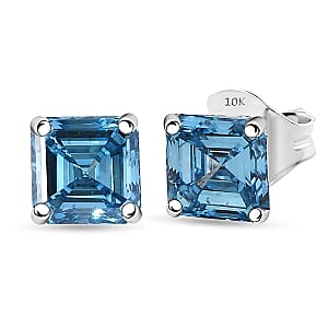 SGL Certified Luxuriant Lab Grown Blue Diamond (IR) 2.00 ctw Stud Earrings in 10K White Gold