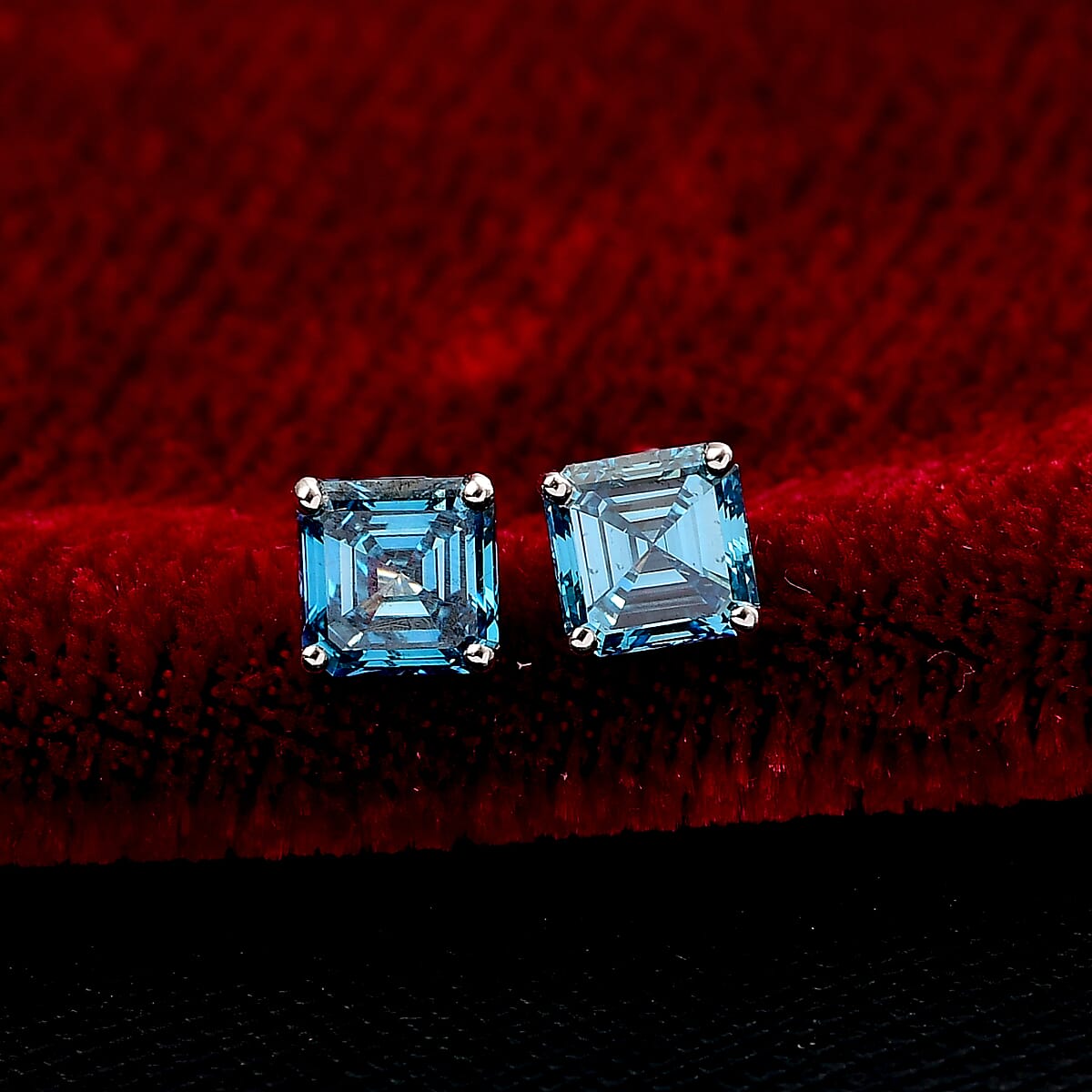 SGL Certified Luxuriant Lab Grown Blue Diamond (IR) 2.00 ctw Stud Earrings in 10K White Gold image number 1
