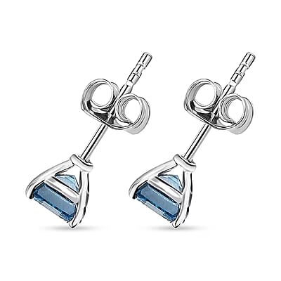 SGL Certified Luxuriant Lab Grown Blue Diamond (VS) (IR) 2.00 ctw Stud Earrings in 10K White Gold