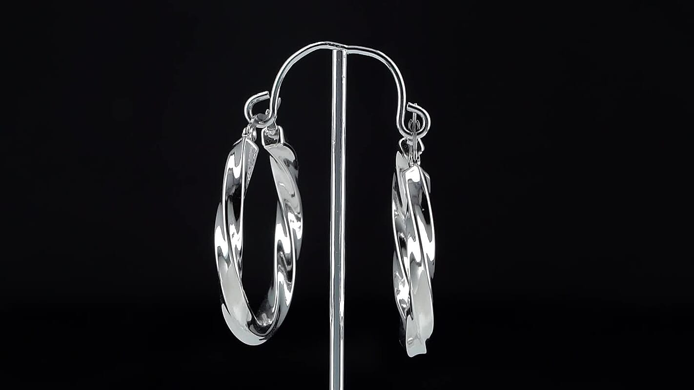 Twisted Hoop Earrings in Stainless Steel