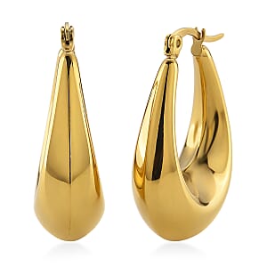 Oval Hoop Earrings in ION Plated YG Stainless Steel