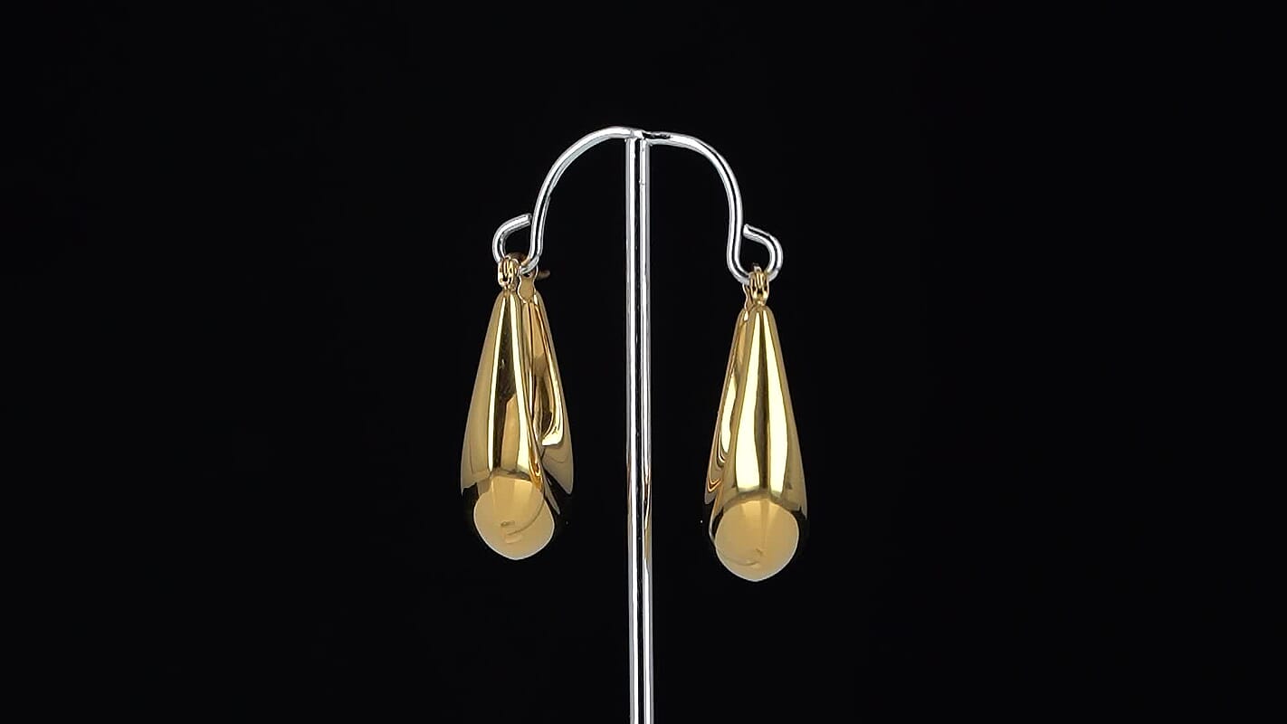 Oval Hoop Earrings in ION Plated YG Stainless Steel