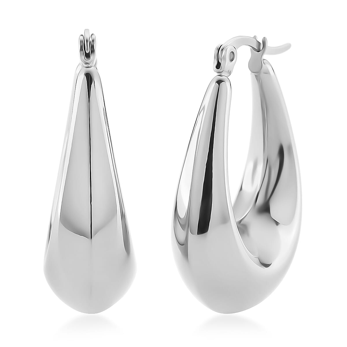 Oval Hoop Earrings in Stainless Steel image number 0