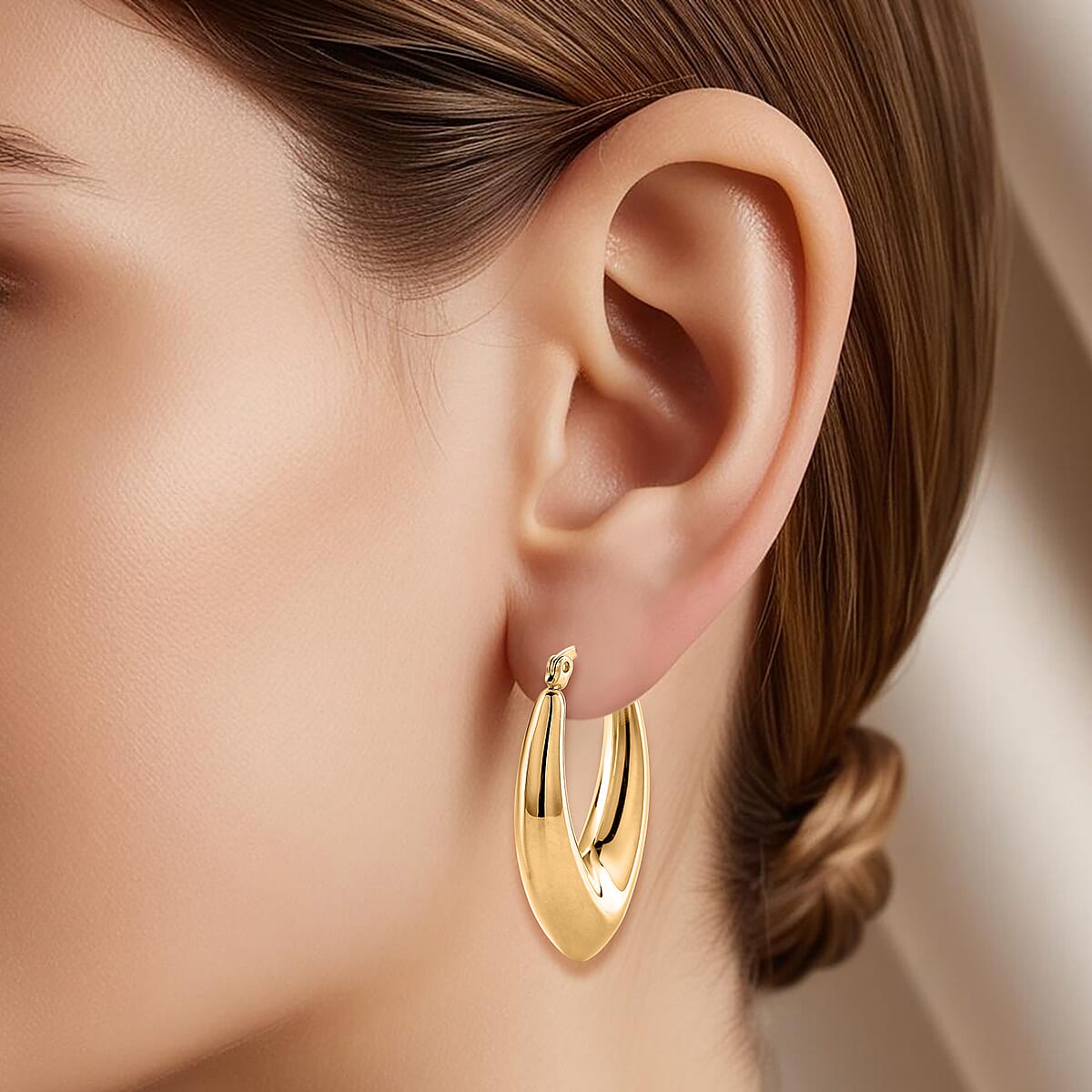 Fancy Hoop Earrings in ION Plated YG Stainless Steel image number 2
