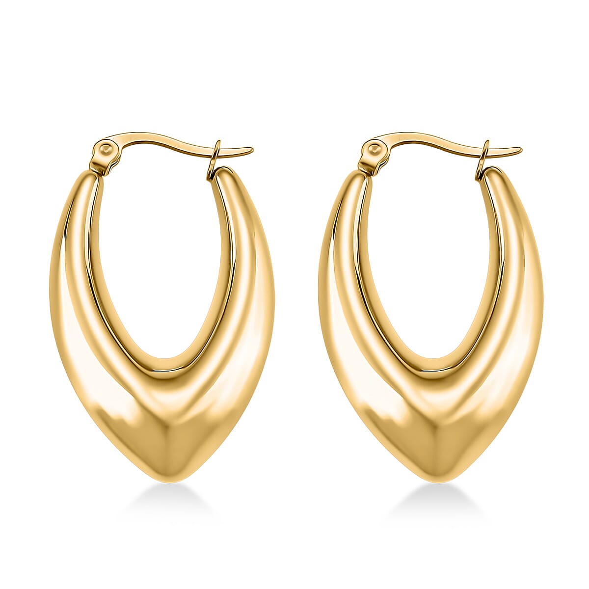 Fancy Hoop Earrings in ION Plated YG Stainless Steel image number 4