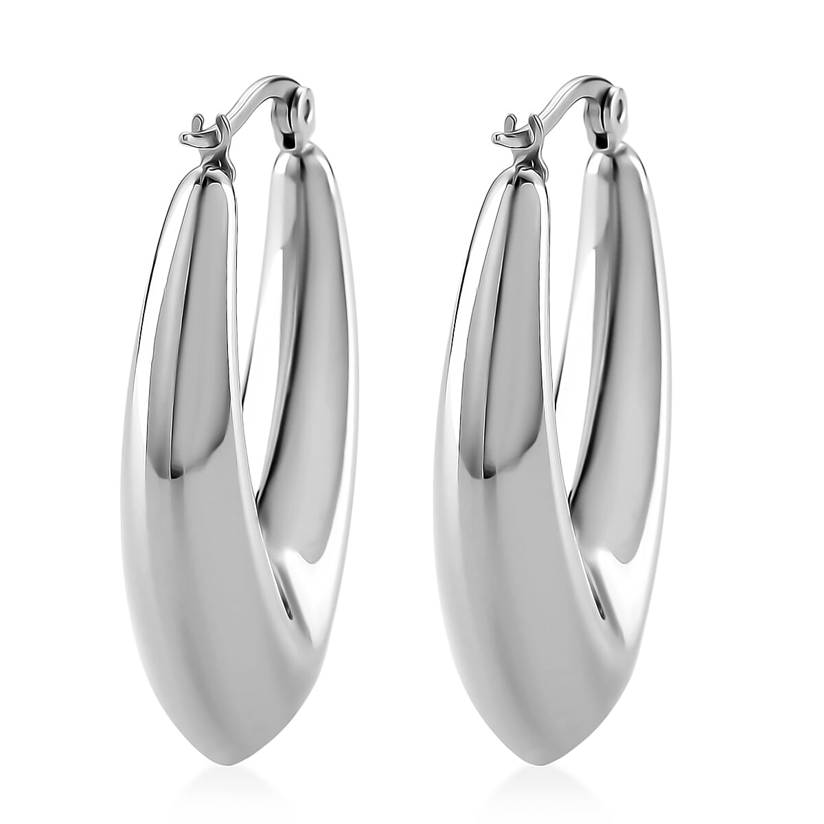 Fancy Hoop Earrings in Stainless Steel image number 3