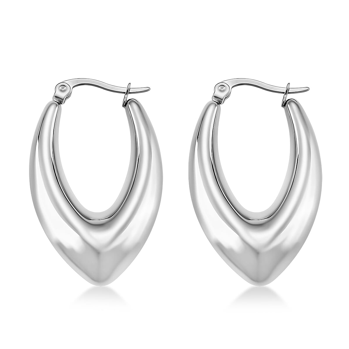 Fancy Hoop Earrings in Stainless Steel image number 4
