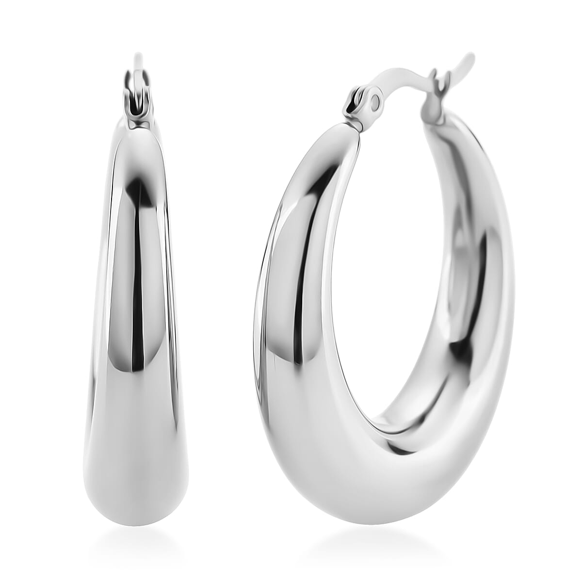 Round Hoop Earrings in Stainless Steel image number 0
