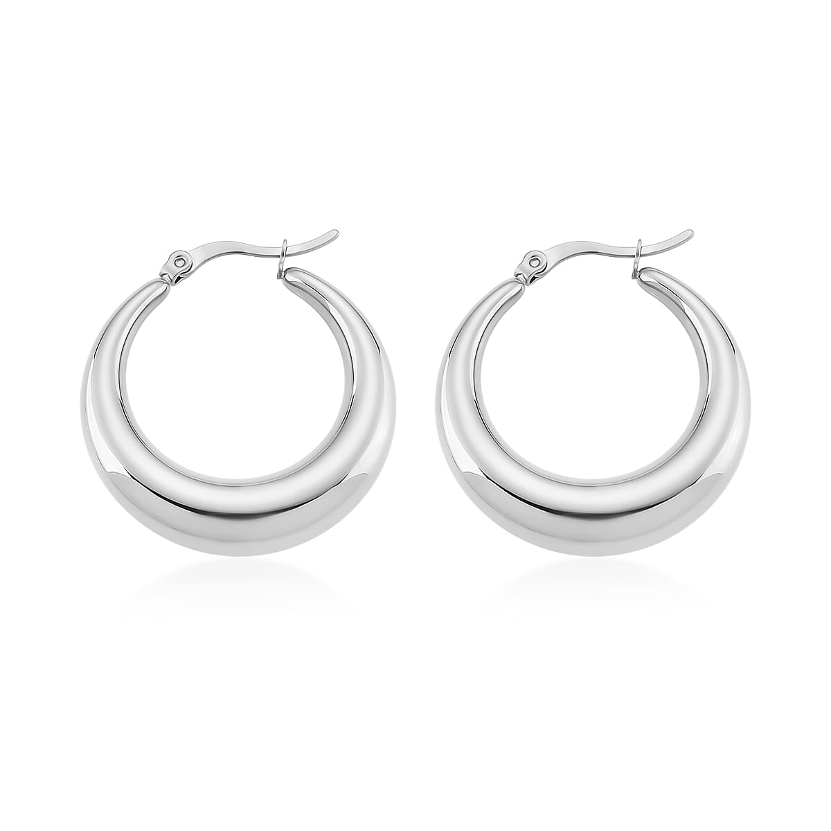 Round Hoop Earrings in Stainless Steel image number 3