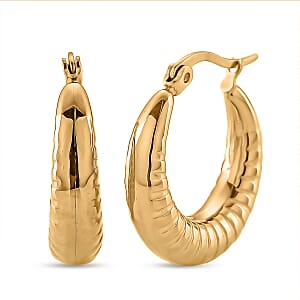 Round Hoop Earrings in ION Plated YG Stainless Steel