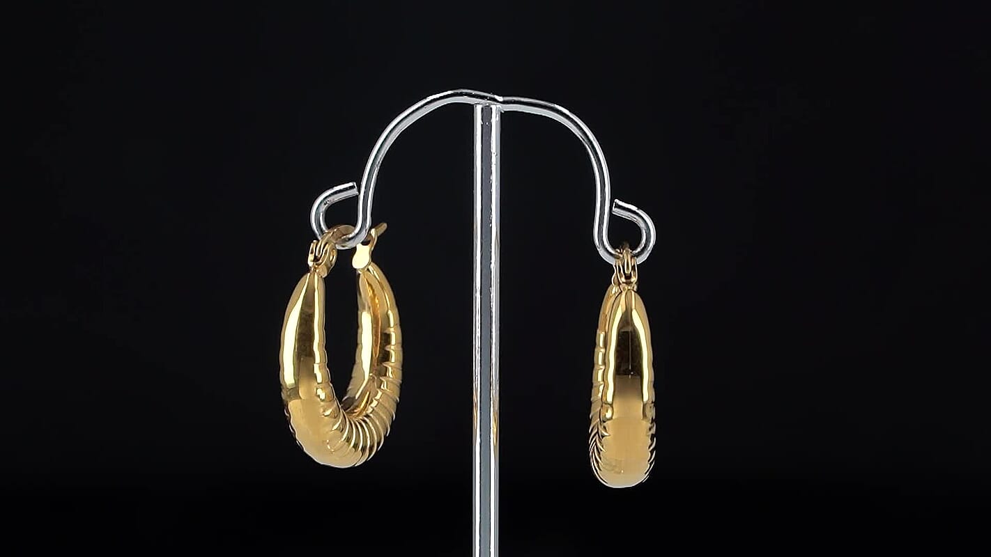 Round Hoop Earrings in ION Plated YG Stainless Steel