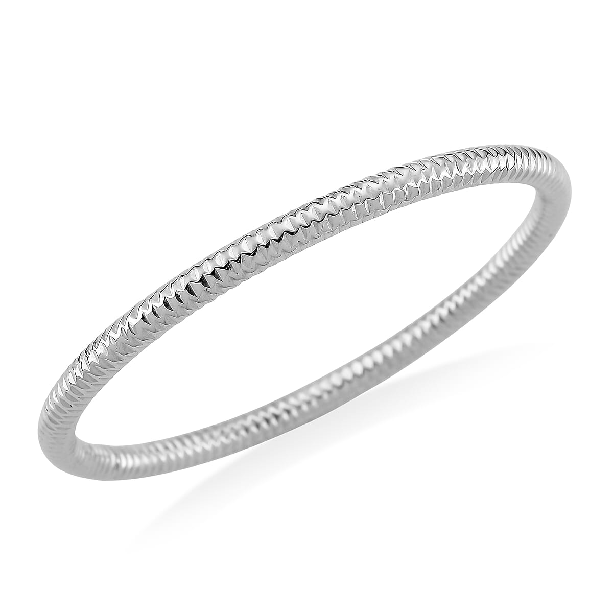 Pebble-cut Bangle Bracelet in Stainless Steel (8.0 In) image number 2